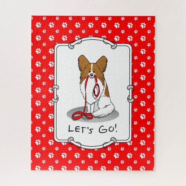 Puzzle ¡Vamos! (paseo) Papillon (blanco y rojo) Perro Cut (Vertical)