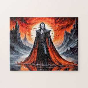 Puzzle Vampiro bajo la luz de la luna roja