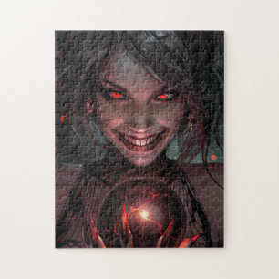 Puzzle Vampiro femenino sonriendo con un orb