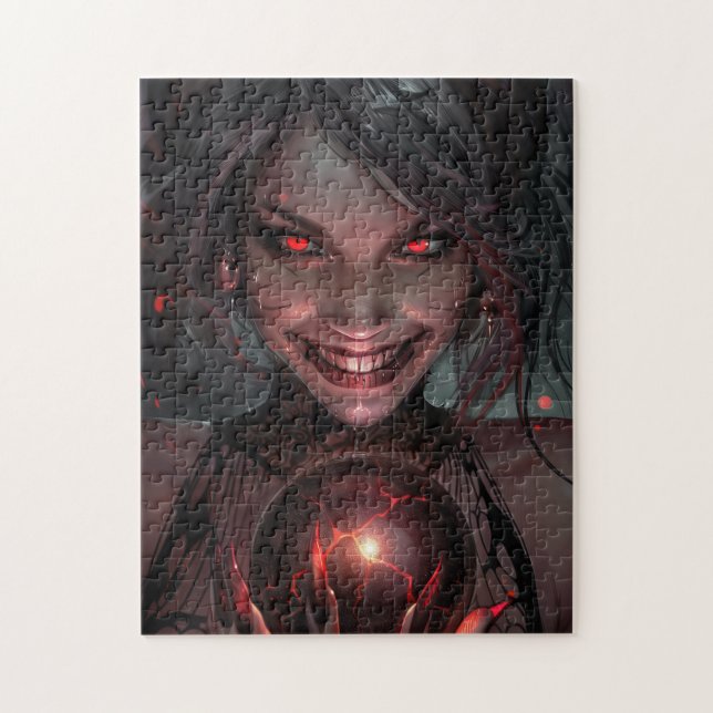 Puzzle Vampiro femenino sonriendo con un orb (Vertical)