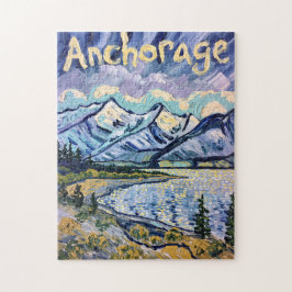 Puzzle Van Gogh Anchorage Alaska Landscape Vintage Travel