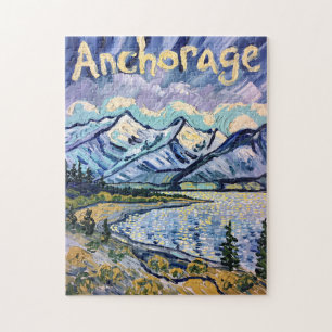 Puzzle Van Gogh Anchorage Alaska Paisaje Viaje Vintage