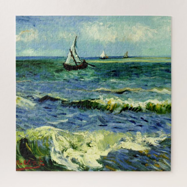 Puzzle Van Gogh - El paisaje marino en Saintes-Maries (Vertical)