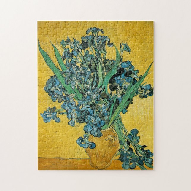 Puzzle Van Gogh Irises Vase pintura floral amarilla (Vertical)