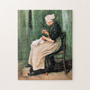 Puzzle Van Gogh. Mujer de Scheveningen cosiendo,