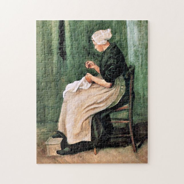 Puzzle Van Gogh. Mujer de Scheveningen cosiendo, (Vertical)