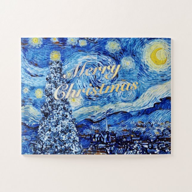 Puzzle Van Gogh - Noche estrellada Feliz Navidad (Horizontal)