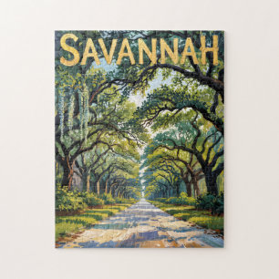 Puzzle Van Gogh Retro Savannah Georgia Oak Avenue Viaje