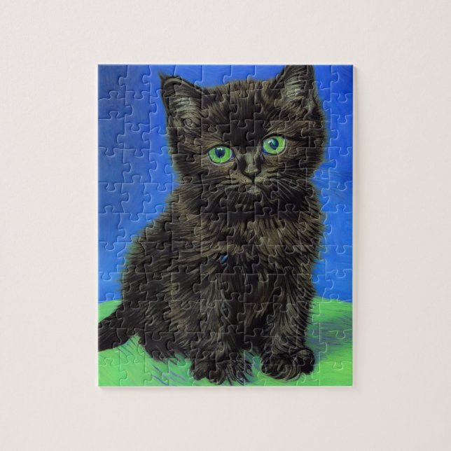 Puzzle Van Gogh Style Black Kitten (Vertical)