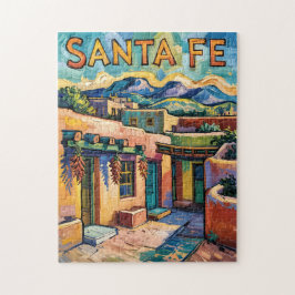 Puzzle Van Gogh Style Santa Fe Travel Art with Adobe Home