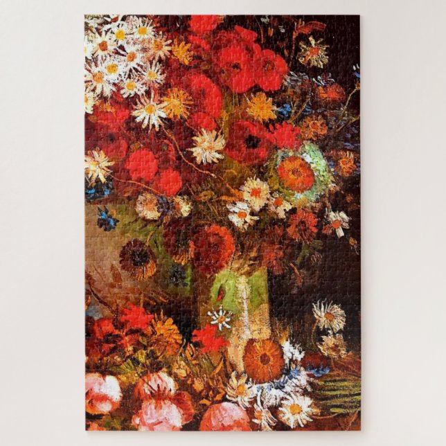 Puzzle Van Gogh - Vase con cachorros, cornflowers, Peonie (Vertical)