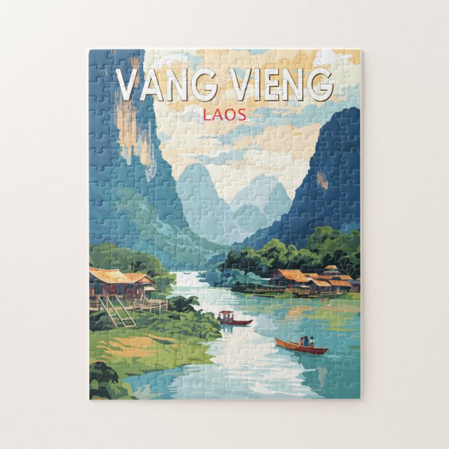 Puzzle Vang Vieng Laos Viaje de arte (Vertical)