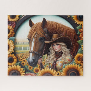Puzzle Vaquera Lindo Caballo Girasol