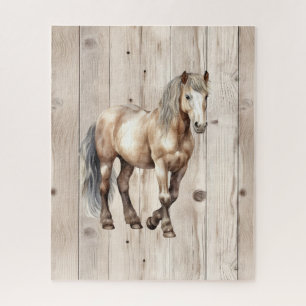 Puzzle Vaquera Occidental Caballo Madera Falsa