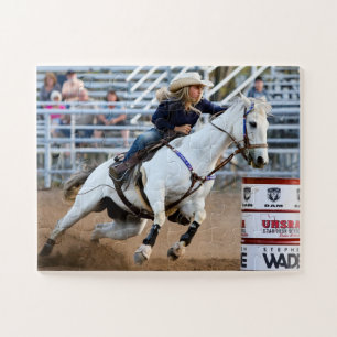Puzzle Vaquera Rodeo Caballo Barril Deportes Occidentales