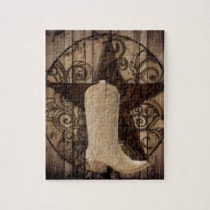 Puzzle Vaquera solitaria de madera del país occidental d