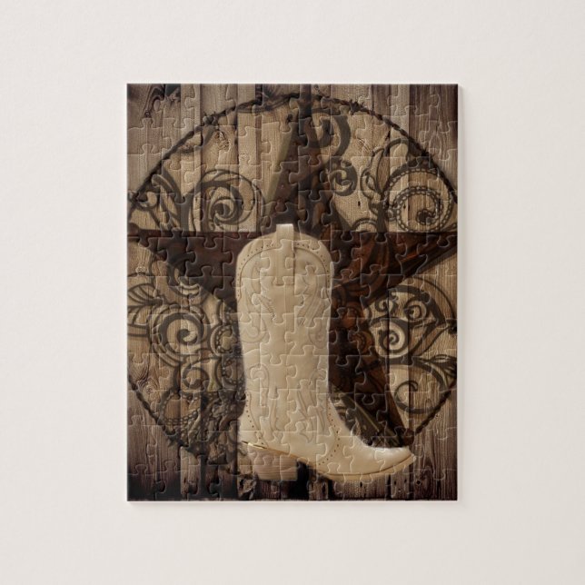 Puzzle Vaquera solitaria de madera del país occidental de (Vertical)