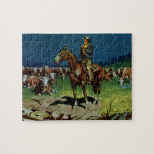 Puzzle Vaquero Antiguo, Ganadero de Ganado en la Granja