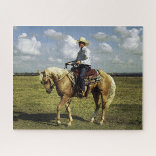 Puzzle Vaquero en un caballo del Palomino