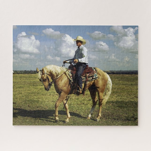 Puzzle Vaquero en un caballo del Palomino (Horizontal)