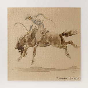 Puzzle Vaquero en un caballo desbocado de Edward Borein