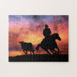 Puzzle Vaquero Montando Un Cerdo En Caballo