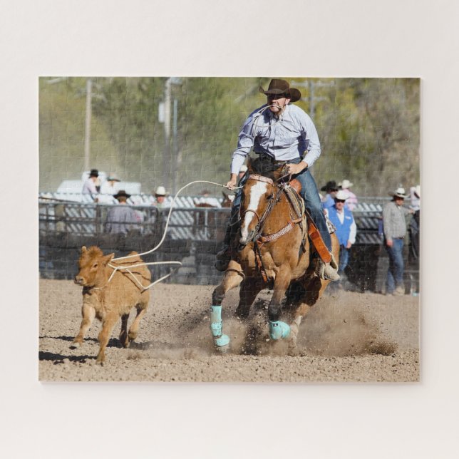 Puzzle Vaquero Rodeo Atrapando Terneros Deportes Occident (Horizontal)