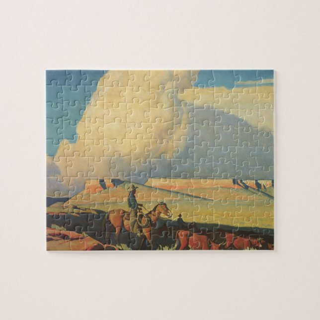 Puzzle Vaqueros vintage, Open Range de Maynard Dixon (Horizontal)
