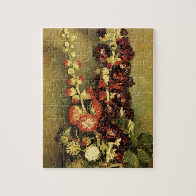 Puzzle Vase con Hollyhocks por Vincent van Gogh (Vertical)