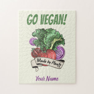 Puzzle Ve a Vegano Hecho por Plantas veggie vintage veget