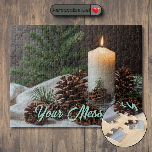 Puzzle Vela y piña de Navidad personalizables con tema na