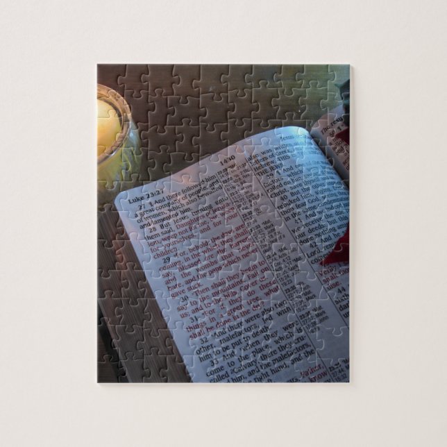 Puzzle Velas, Biblia y Poinsetta (Vertical)