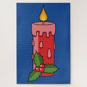 Puzzle Velas del pilar rojo navidad con Holly