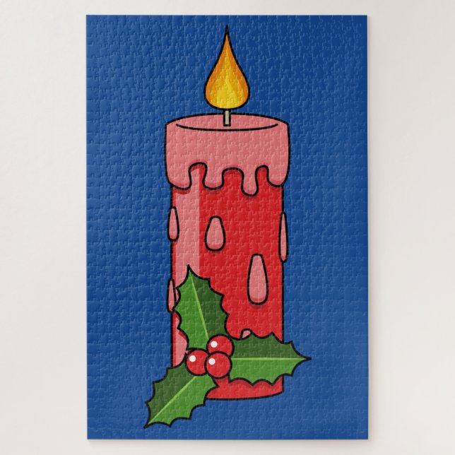 Puzzle Velas del pilar rojo navidad con Holly (Vertical)