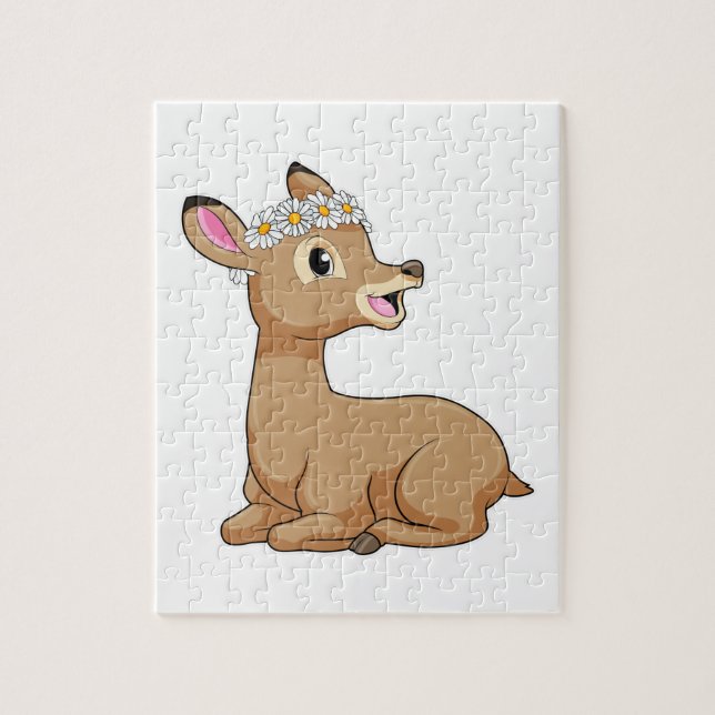 Puzzle Venado con flores de margarita (Vertical)