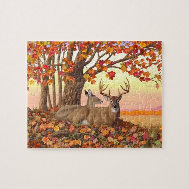 Puzzle Venado de cola blanca en otoño de Nueva Inglaterra (Horizontal)