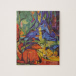 Puzzle Venado en el bosque II por Franz Marc, Arte Vintag<br><div class="desc">El ciervo en el bosque II (1914) de Franz Marc es un expresionismo vintage arte de la pintura de animales salvajes. Varias criaturas del bosque, ciervos, un establo y un bebé con manchas, tendidos en un bosque rodeado de árboles. Un fondo bonito, luminoso y colorido. Sobre el artista: Franz Marc...</div>