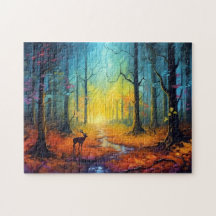 Venado en el bosque otoñal del arcoiris