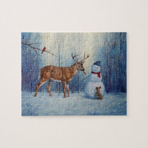 Puzzle Venado y feliz invierno de Snowman