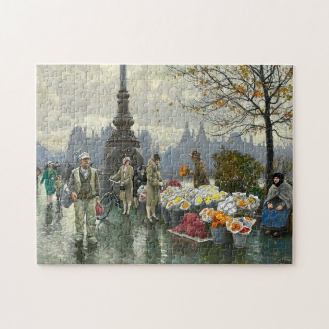 Puzzle Vendedores de flores | Paul Fischer (Horizontal)