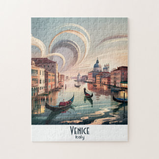Puzzle Venecia Italia góndola Canal Acuarela Retro Viajes