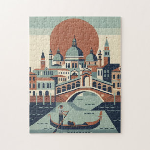 Puzzle Venecia retro Italia Viajes antiguos góndola Canal