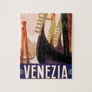 Puzzle Venezia, Venecia, Italia Gondolas Arte de Viaje An