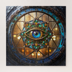 Puzzle Ventana de ojo de buey rústica Tercer Ojo