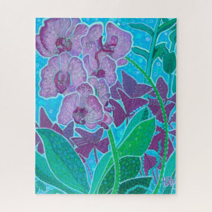 Puzzle Ventana Jardín Orquídea Flores Pintura de Arte Flo