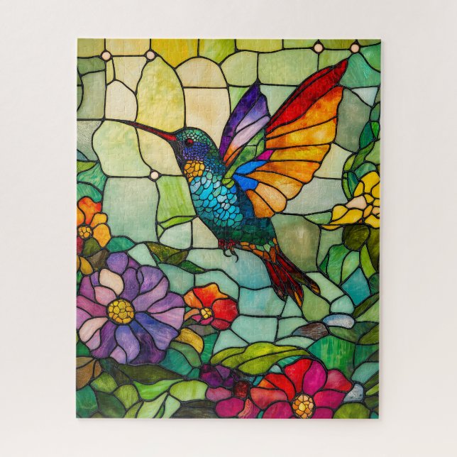 Puzzle Ventana Tiffany Estilo Colibrí (Vertical)