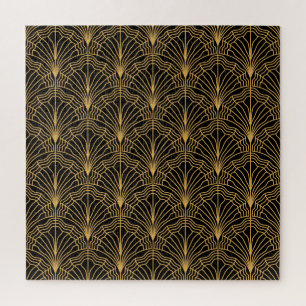 Puzzle Ventilador Art Deco: Negro amarillo geométrico