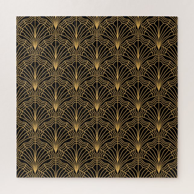 Puzzle Ventilador Art Deco: Negro amarillo geométrico (Vertical)