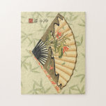 Puzzle Ventilador de Geisha con hojas e impresión floral<br><div class="desc">Esta hermosa huella tiene un ventilador de geisha destacado en un fondo de hojas flotantes. El ventilador también tiene un bonito y elegante diseño floral. ¡Los fanáticos del arte asiático deberían agregarlo a su colección!</div>