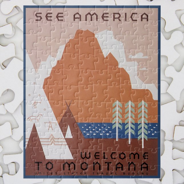 Puzzle Ver América Bienvenidos a Montana, Viajes de época (Subido por el creador)